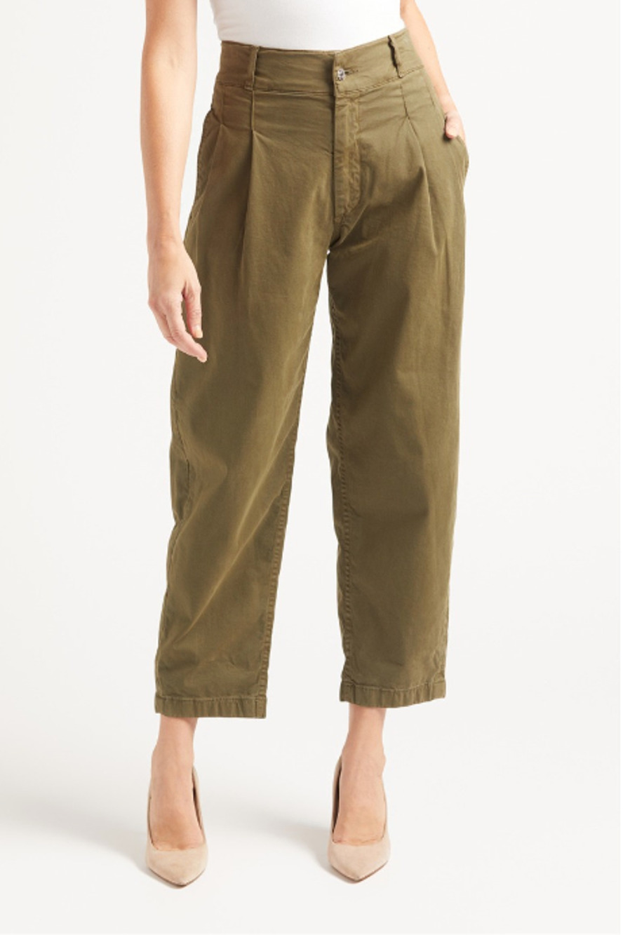 EDWIN NWT Evereve Isla Pleated Trouser Pant in Juniper Olive Green // 31